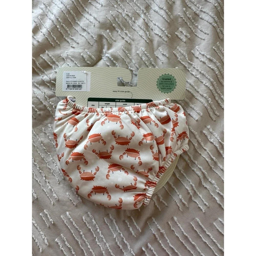 NWT Green Sprouts UPF 50+ Crab Print All In One Eco Pull Up Swim Diaper 6M